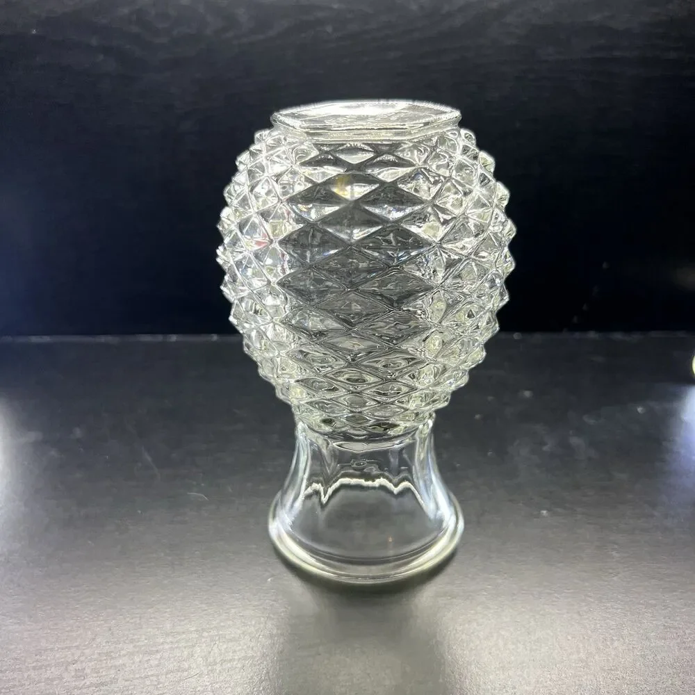 Vintage 1982 FTD Pineapple Shaped Diamond Point Pressed Glass 5.5
